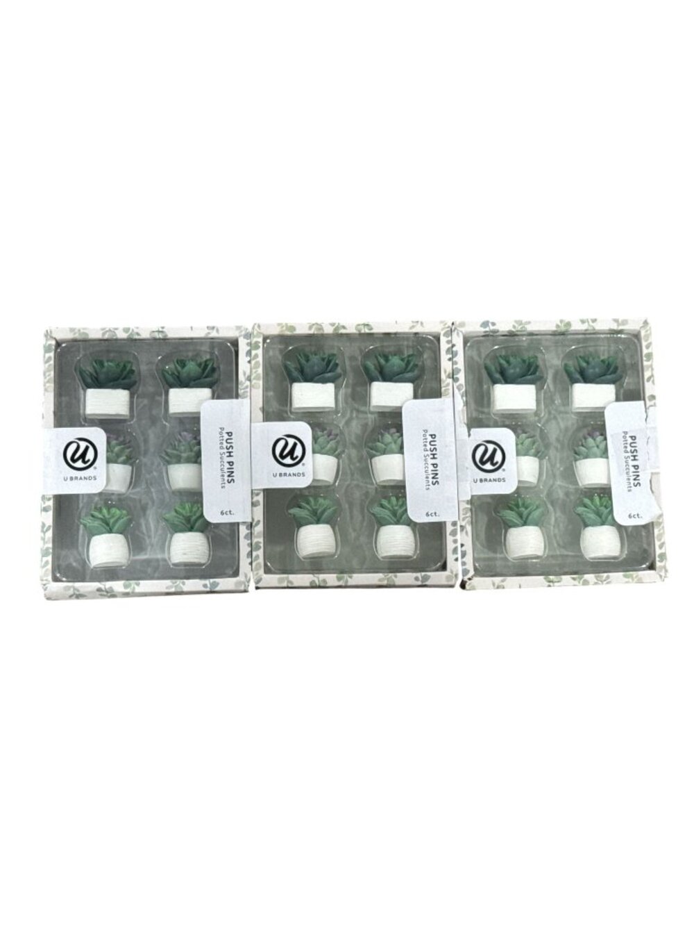 Mini Succulent Push Pins Set Of 3 Packs 6Ct Each By U Brands Decorative Office S